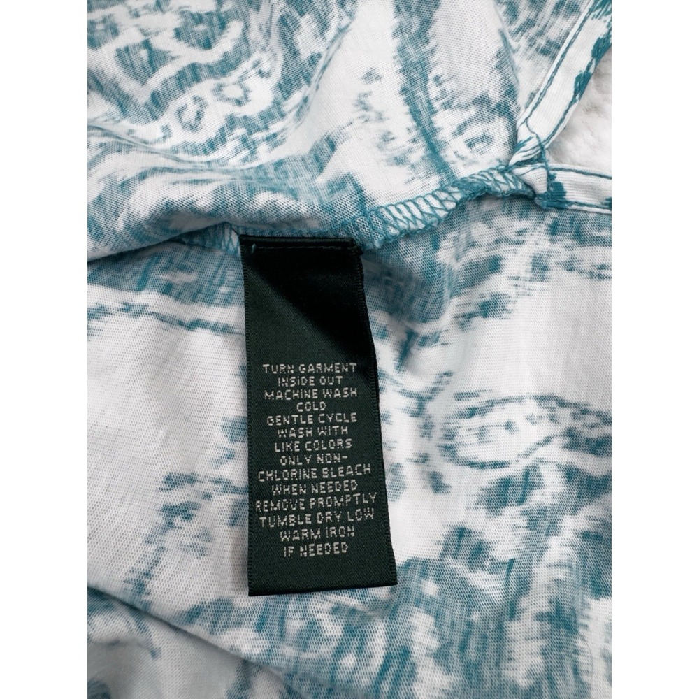 LRL Lauren Ralph Lauren Popover Tunic Top Teal White Paisley 100% Cotton Size 1X - Picture 12 of 12